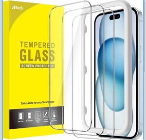 NIB JETech iPhone 15 Plus 6.7” Tempered Glass Screen Protector 3-Pack